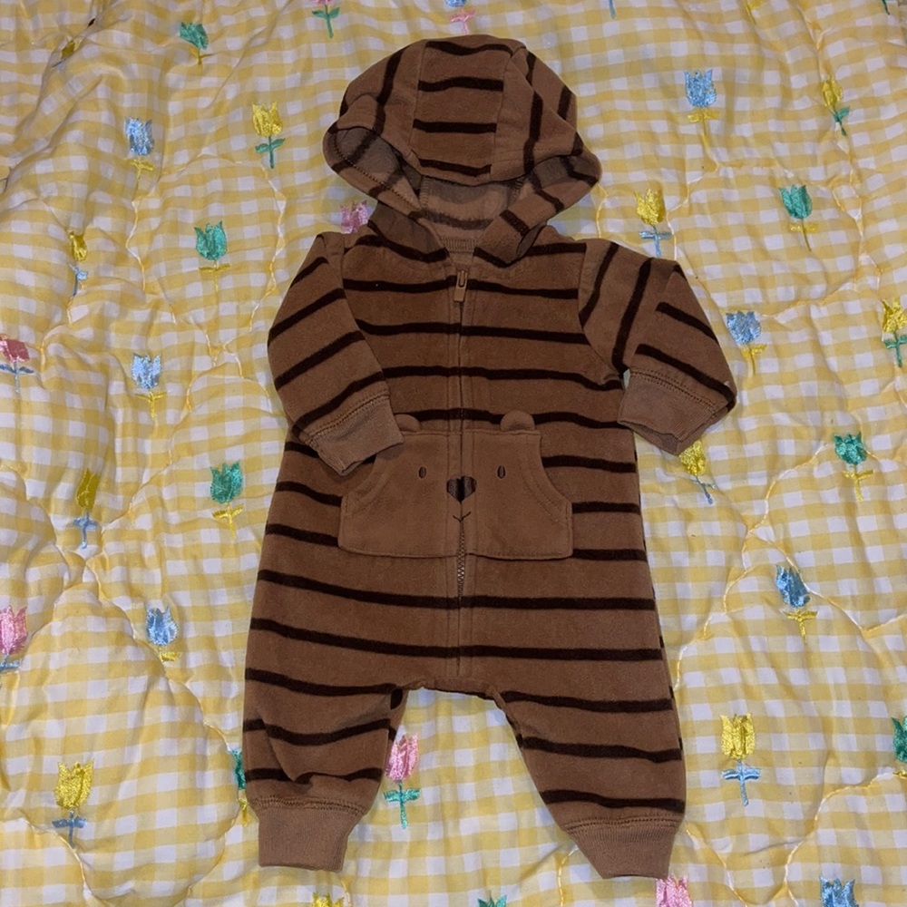 🌈 Just One You Carters Sleep N Play Teddy Bear Romper Newborn Fleece Baby